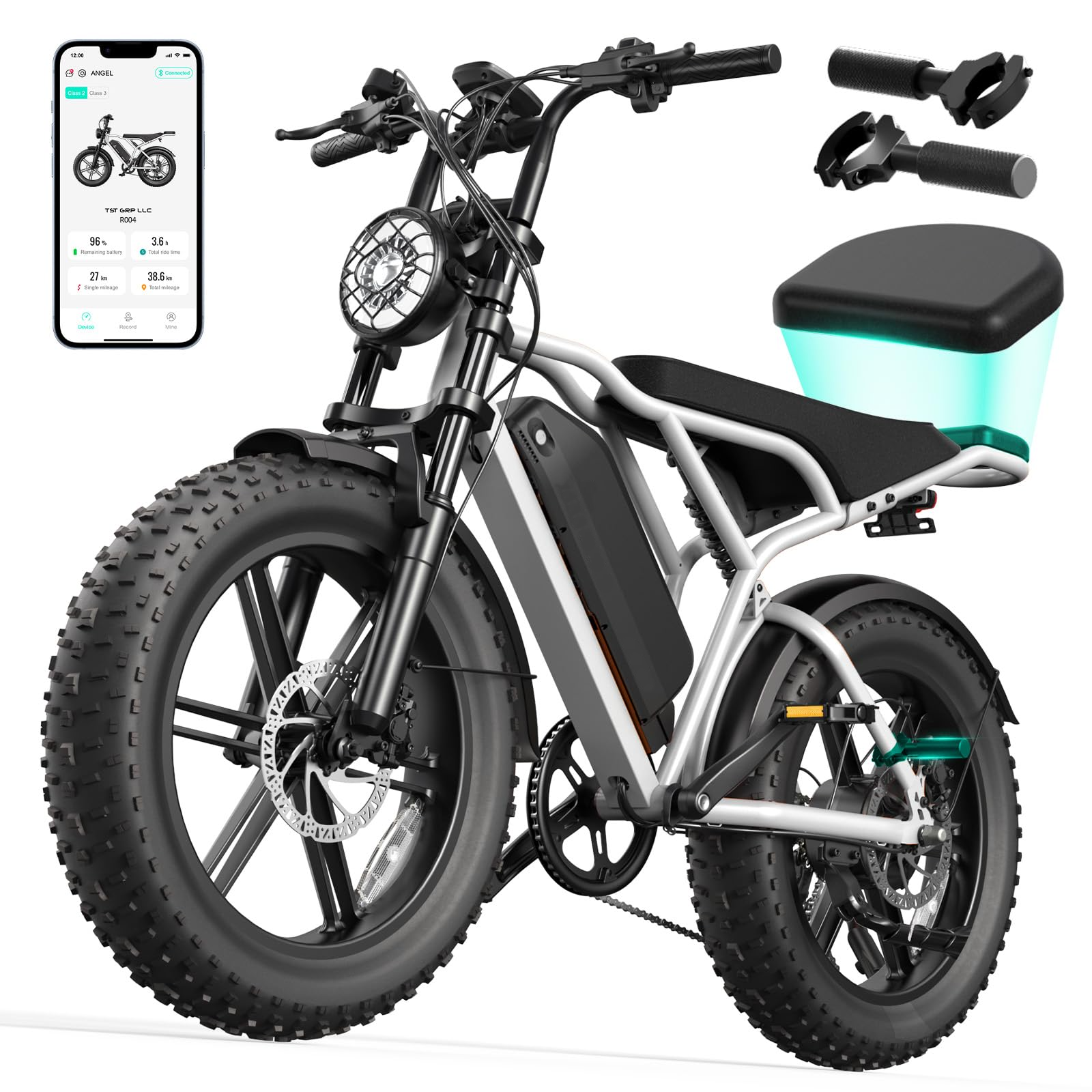 Vélo Électrique 1500W à Pneus Larges pour Adultes, 48V E-Bike Tout-Terrain 45KM/H