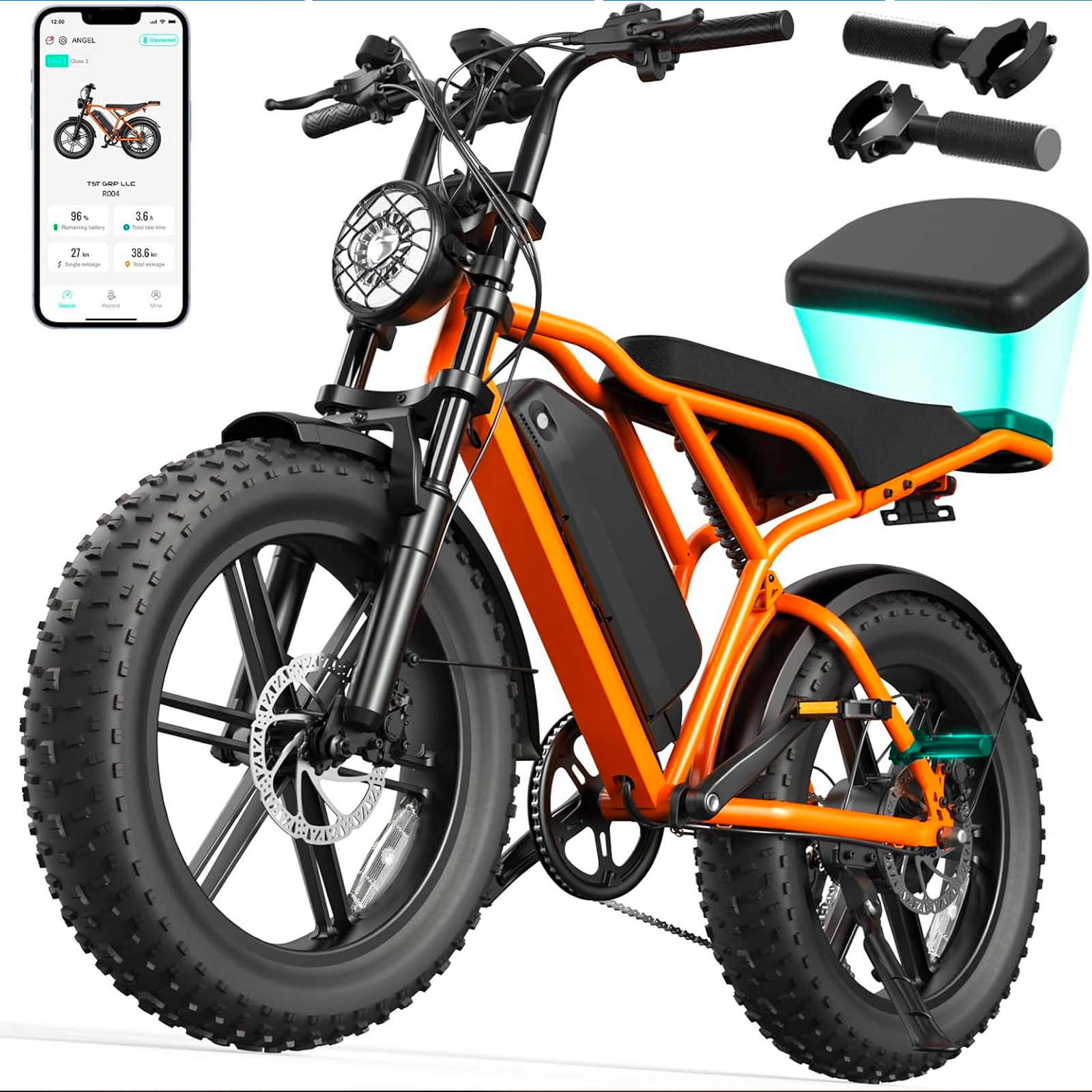 Vélo Électrique 1500W à Pneus Larges pour Adultes, 48V E-Bike Tout-Terrain 45KM/H