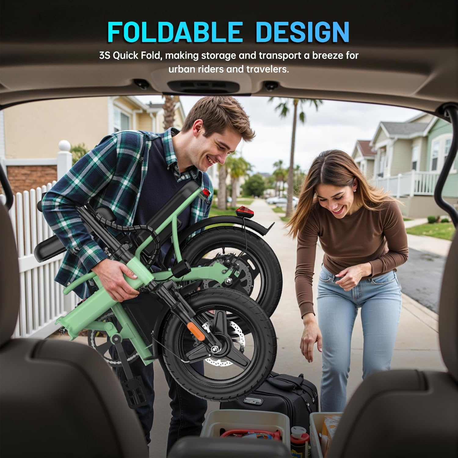 Vélo Électrique Pliable 500W pour Adultes 14" avec Batterie 48V Amovible