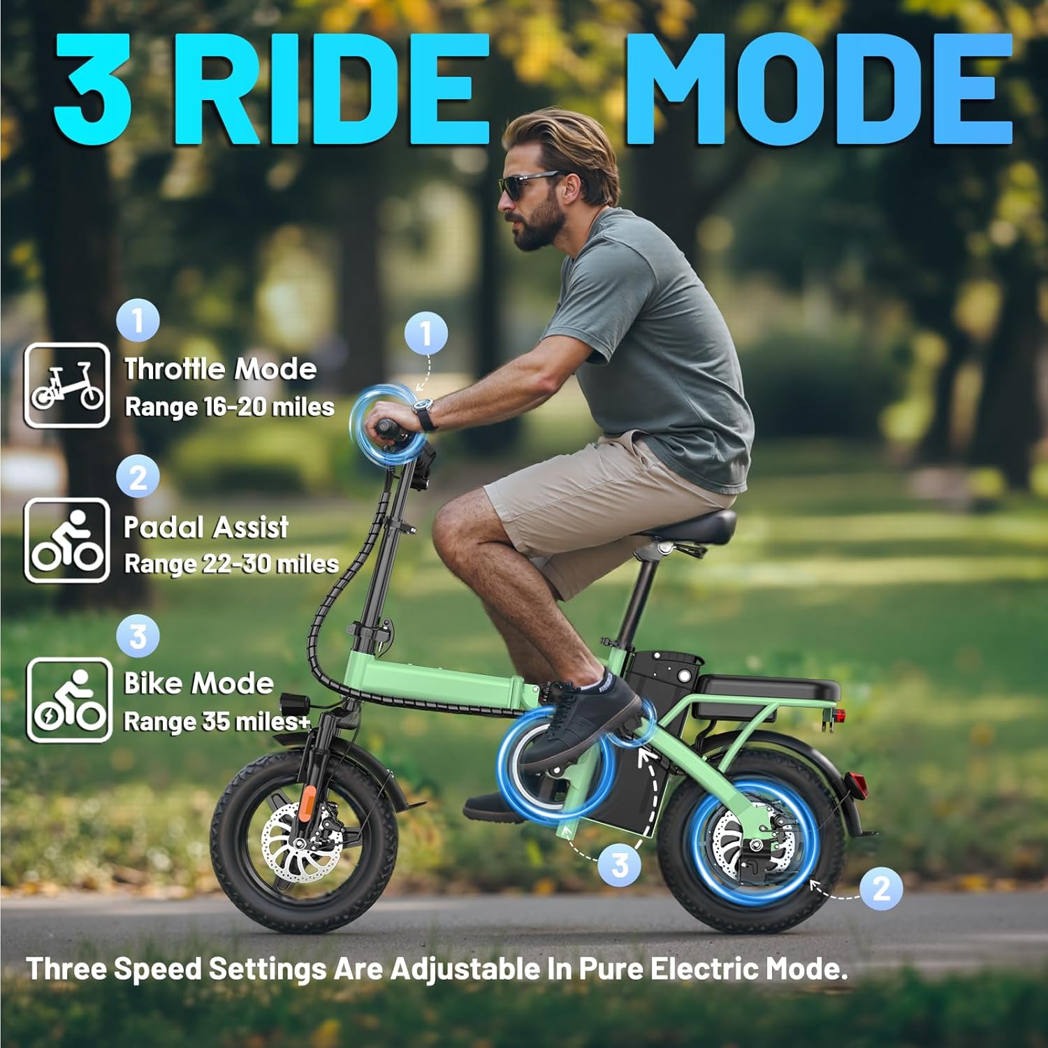 Vélo Électrique Pliable 500W pour Adultes 14" avec Batterie 48V Amovible