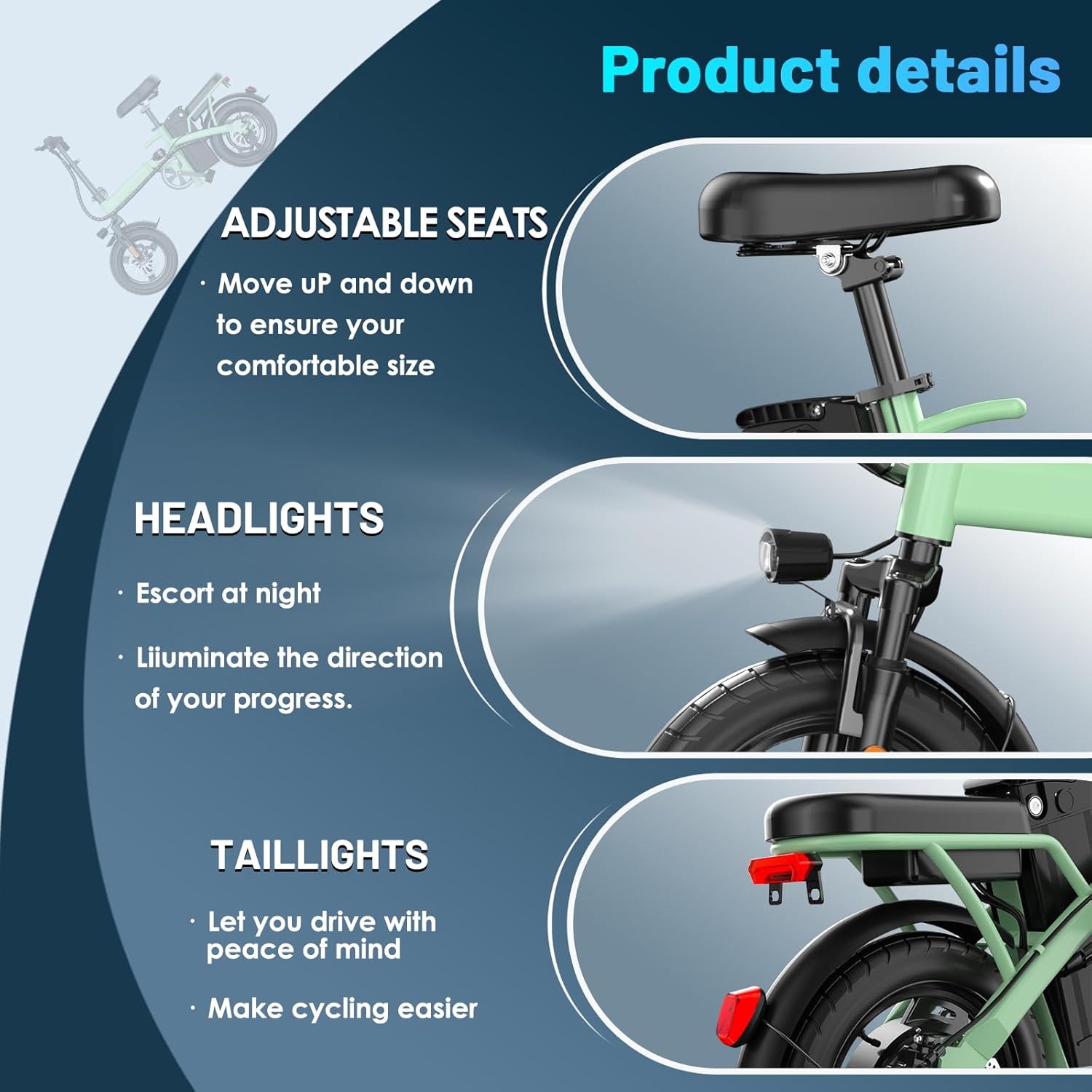Vélo Électrique Pliable 500W pour Adultes 14" avec Batterie 48V Amovible