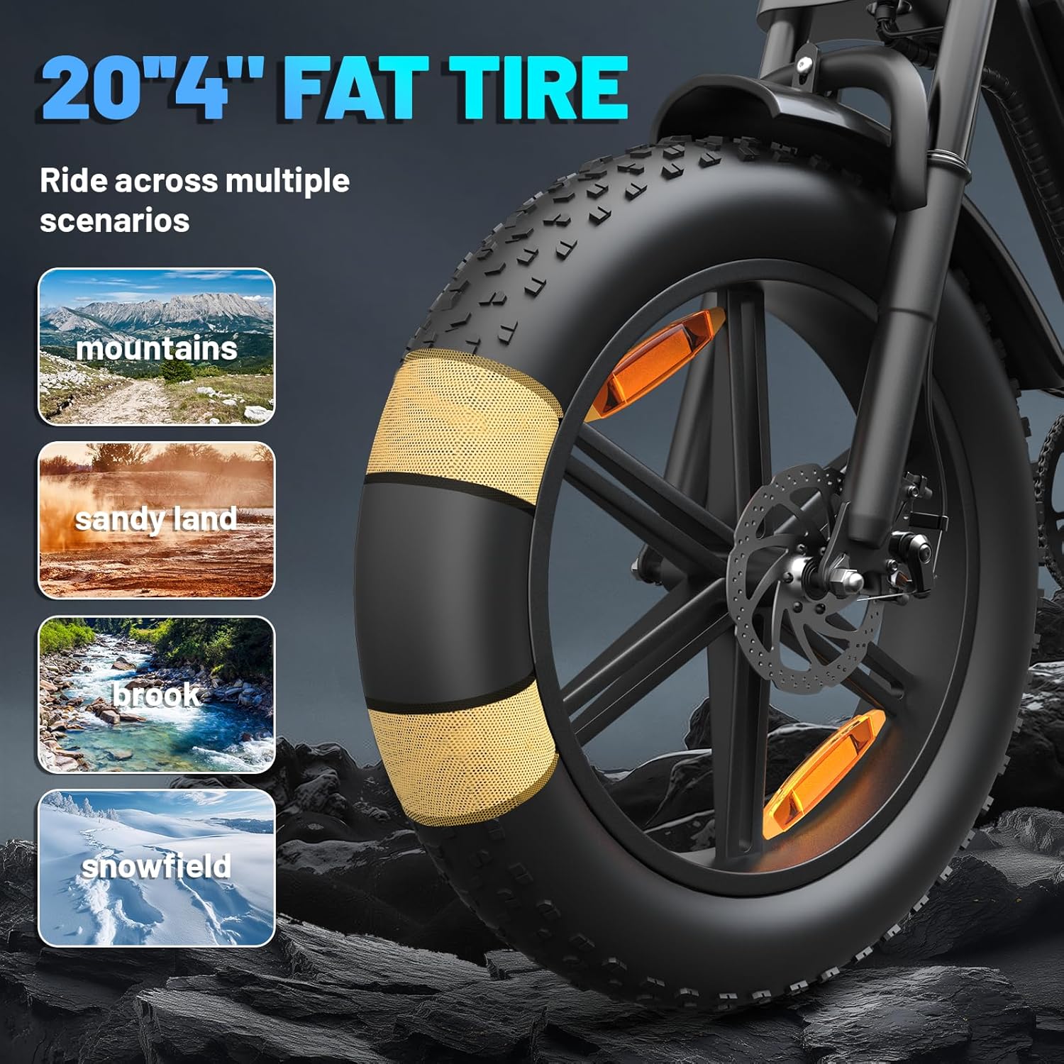 Vélo Électrique E500 1000W Adulte, 20" Pneus Larges, Batterie 48V Amovible