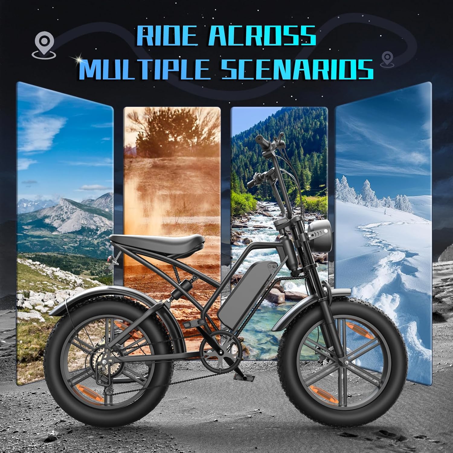 Vélo Électrique E500 1000W 20" Fat Tire Tout-Terrain 48V Batterie